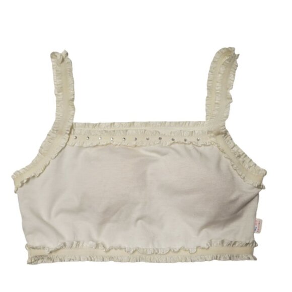 White Crop Top Sequin Bralette Padded Crop Top - Picture 1 of 12